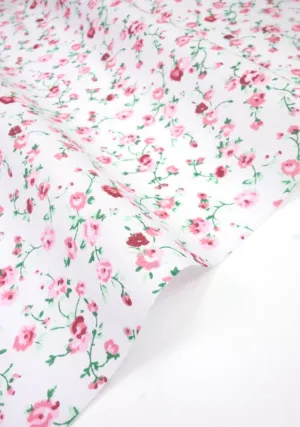Vintage White Shabby Chic Polycotton Floral Fabric Select Size