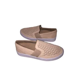 Vionic Womens Size 6.5 Splendid Kani Slip On Loafer Perforated Suede Neutral Tan