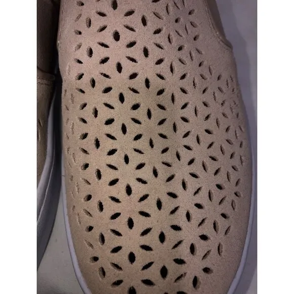 Vionic Womens Size 6.5 Splendid Kani Slip On Loafer Perforated Suede Neutral Tan