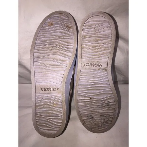 Vionic Womens Size 6.5 Splendid Kani Slip On Loafer Perforated Suede Neutral Tan