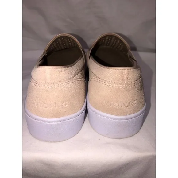 Vionic Womens Size 6.5 Splendid Kani Slip On Loafer Perforated Suede Neutral Tan