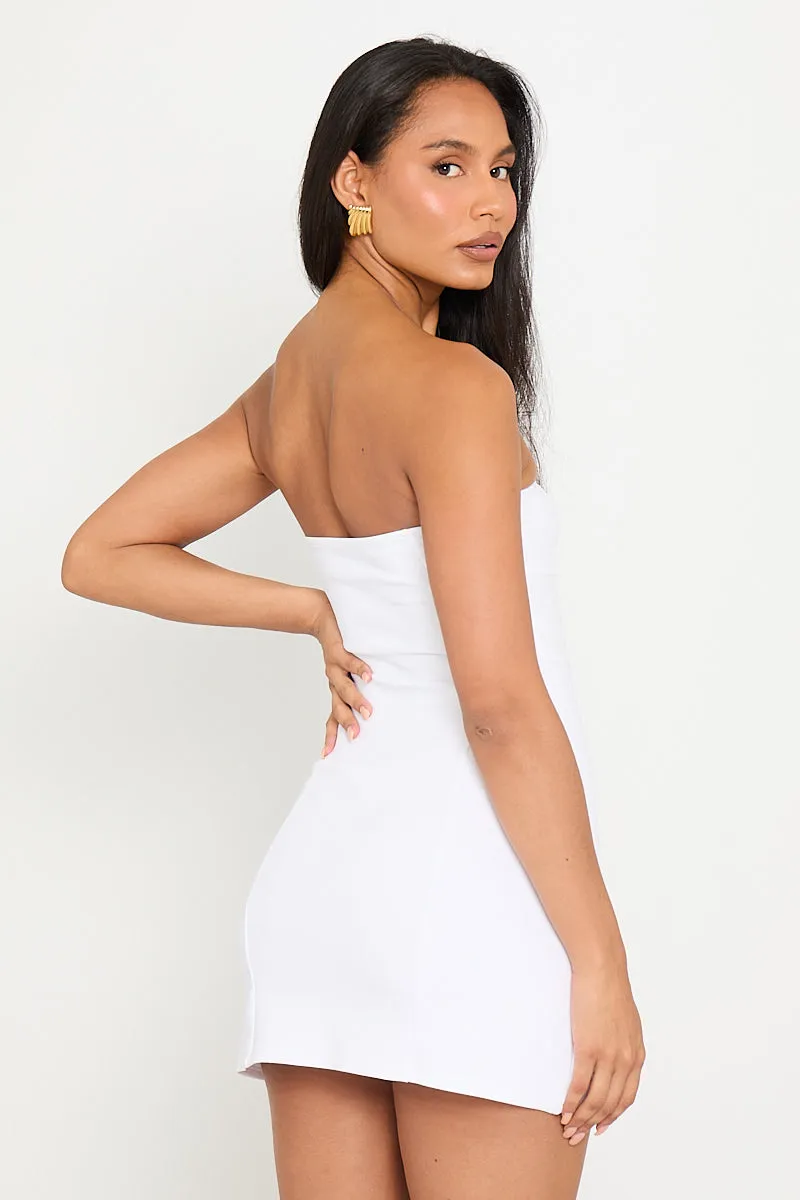 White Strapless Bodycon Mini Dress | Sleek & Chic | Effortless Glam