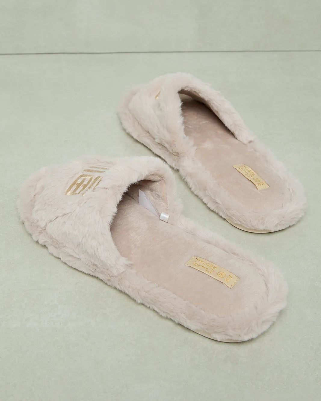 Women Beige Embroidered Slipper