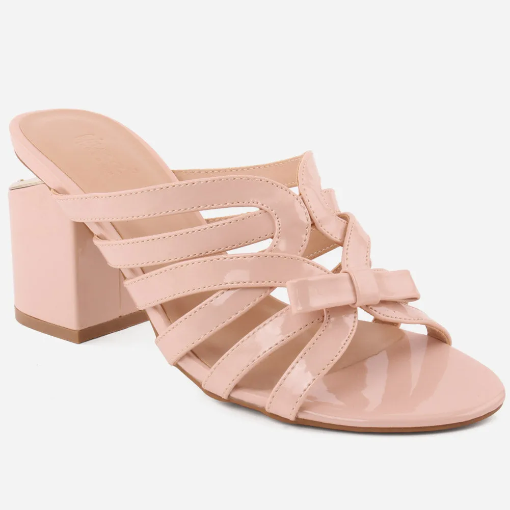Women "RACHEEL" Mid Block Heel Slip On Sandals
