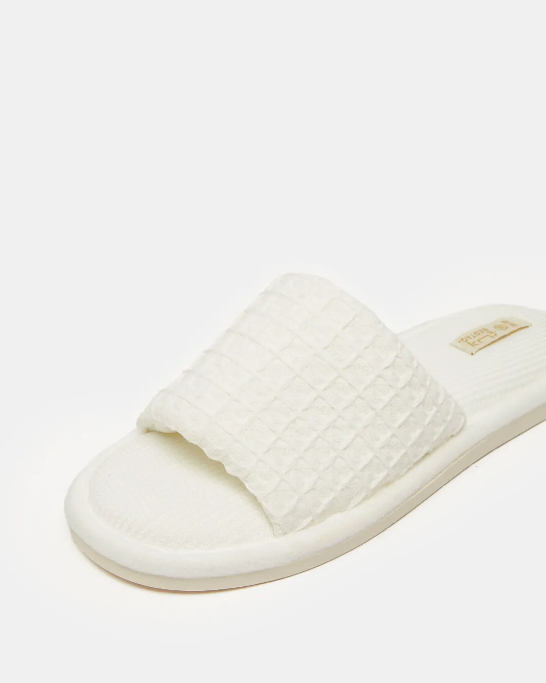 Women White Waffle Slipper