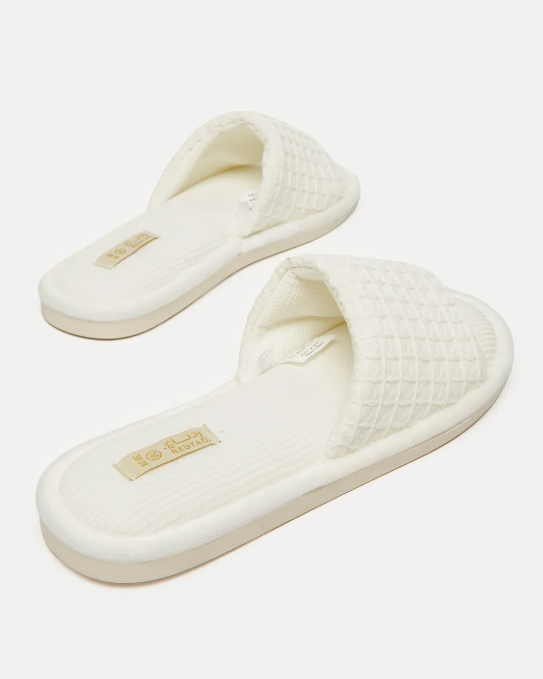 Women White Waffle Slipper