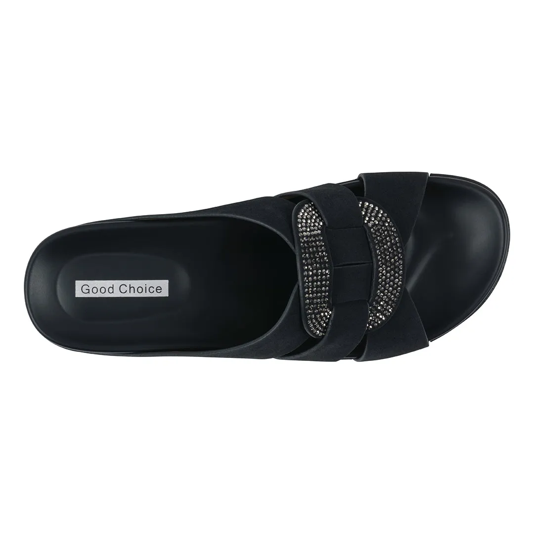 Women's Betsy Black Embellished Comfort Sandals