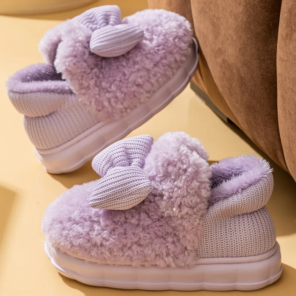 Women's Chunky Bow Patterned Slipper with Plush Lined | Comfortable for Everyday Wear