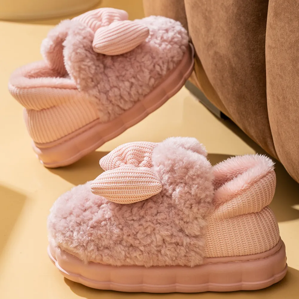 Women's Chunky Bow Patterned Slipper with Plush Lined | Comfortable for Everyday Wear