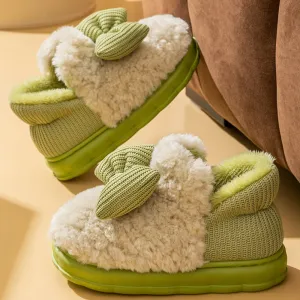 Women's Chunky Bow Patterned Slipper with Plush Lined | Comfortable for Everyday Wear