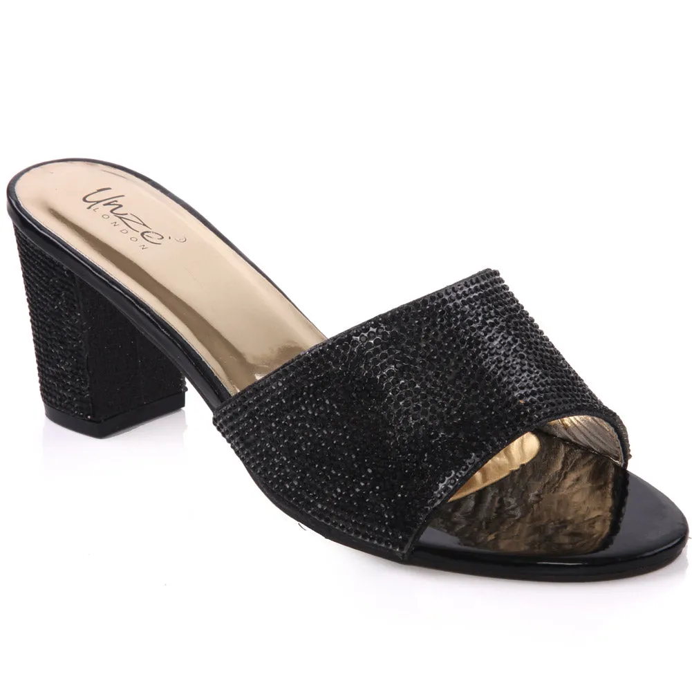Womens ‘Nisea’ Decorated Heeled Slippers