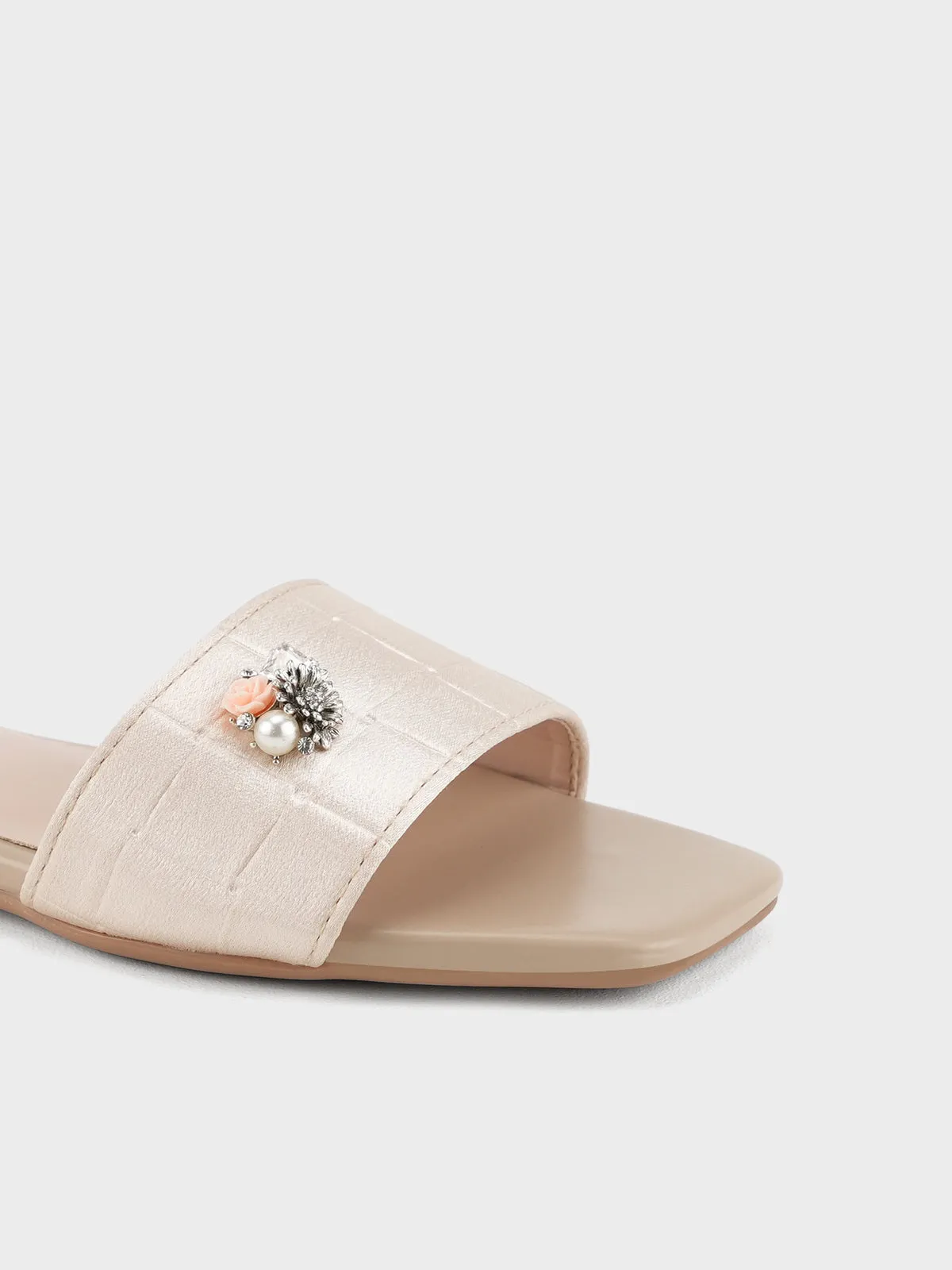 Womens "FERRULE" Satin Decorated Slippers