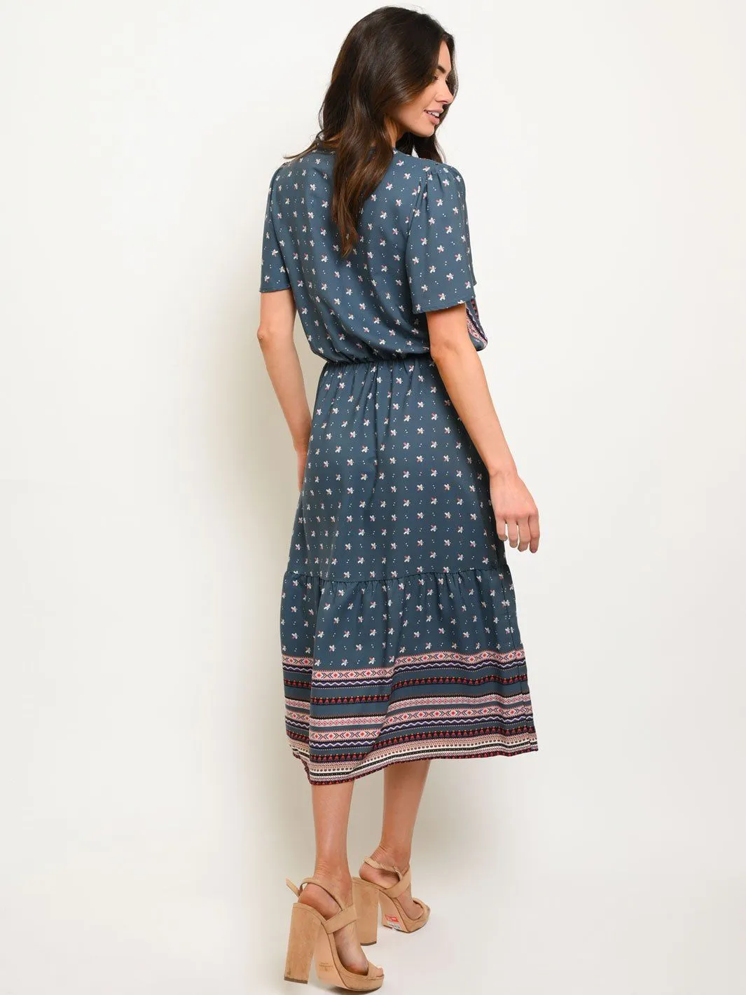 WOMEN'S WOVEN TRIBAL PRINT MAXI DRESS