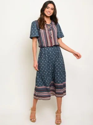 WOMEN'S WOVEN TRIBAL PRINT MAXI DRESS