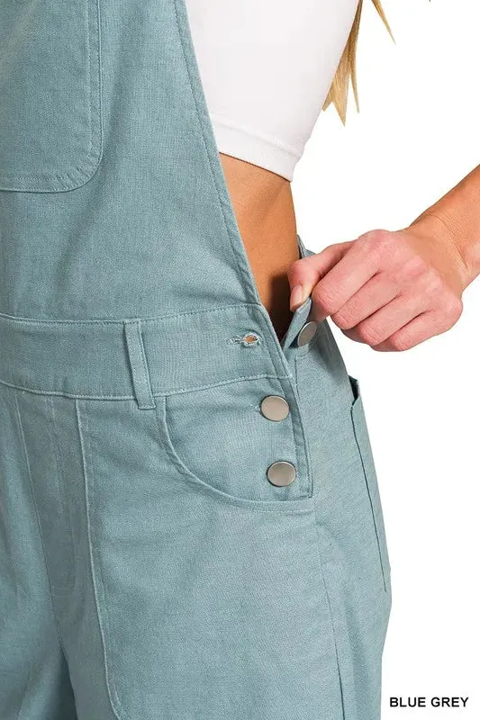 Zenana Woven Spaghetti Strap Overalls