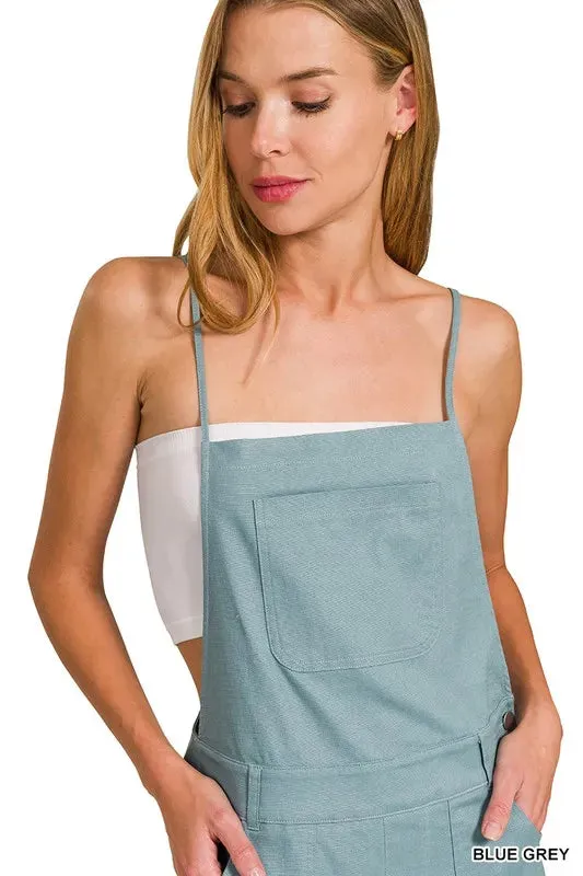 Zenana Woven Spaghetti Strap Overalls