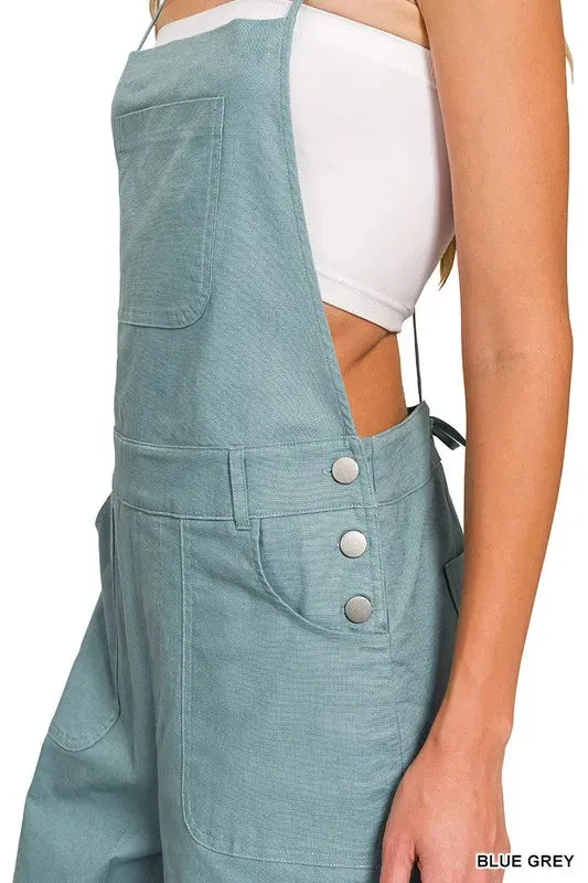 Zenana Woven Spaghetti Strap Overalls