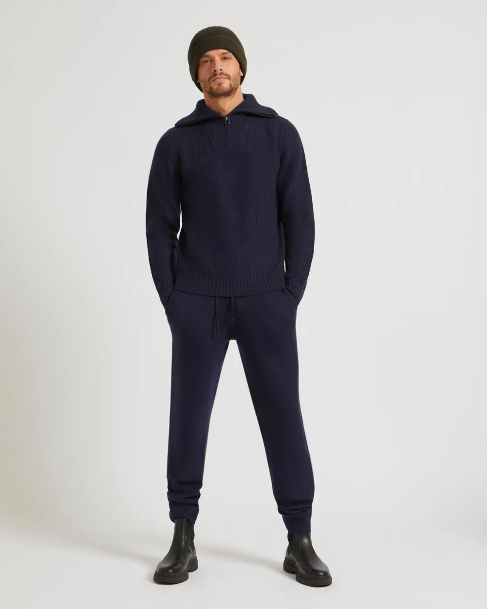 Zip-front sweater trucker collar
