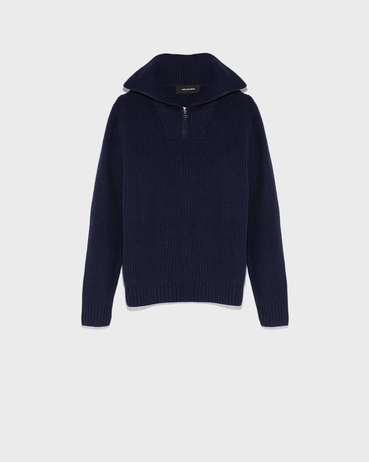 Zip-front sweater trucker collar